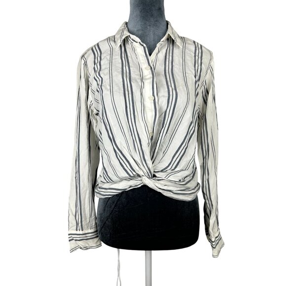 Abercrombie & Fitch Women's XS Long Sleeve Tie Front Button Up Shirt Women's - Picture 1 of 9
